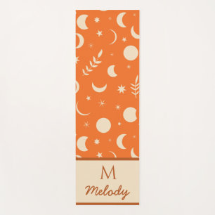 Oranges Boho-Mondphasen-Muster-Monogramm  Yogamatte