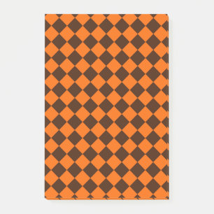 Oranges Braunes Diamant-Karo-Muster Post-it Klebezettel