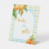 Oranges Bücher und Geschenke Blau Sockelschild (Vorderseite)