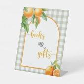 Oranges Bücher und Geschenke Sockelschild (Vorderseite)