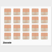 Oranges Chic Chevron Hochzeitsaufkleber Quadratischer Aufkleber (Blatt)