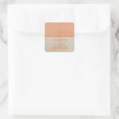 Oranges Chic Chevron Hochzeitsaufkleber Quadratischer Aufkleber (Tasche)