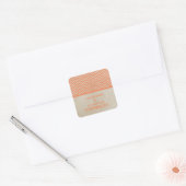 Oranges Chic Chevron Hochzeitsaufkleber Quadratischer Aufkleber (Umschlag)