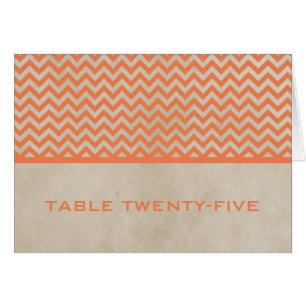 Oranges Chic Chevron-Tischnummernkarte