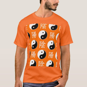 Oranges chinesisches Yin-Yang-Muster T-Shirt