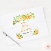 Oranges Citrus Baby Shower Bookplate Quadratischer Aufkleber (Umschlag)
