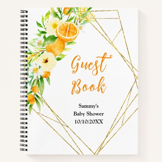 Oranges Citrus Baby Shower Guest Book Notizblock (Vorderseite)