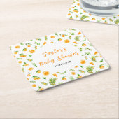 Oranges Citrus Baby Shower Rechteckiger Pappuntersetzer (angewinkelt)