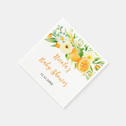 Oranges Citrus Baby Shower Serviette (Ecke)