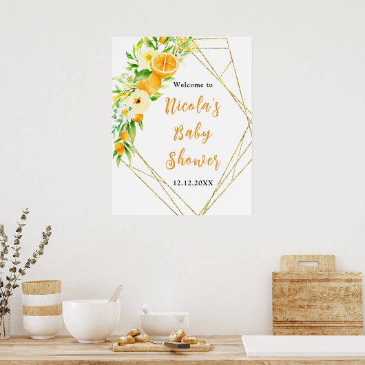 Oranges Citrus Baby Shower Welcome Poster (Küche)
