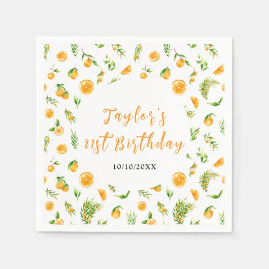 Oranges Citrus Birthday Party Serviette (Vorderseite)