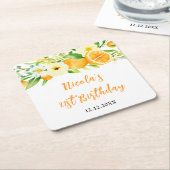 Oranges Citrus Birthday Rechteckiger Pappuntersetzer (angewinkelt)