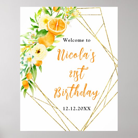 Oranges Citrus Birthday Welcome Poster (Vorne)