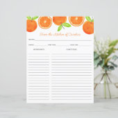 Oranges Citrus Fruit Recipe Card Binder Insert (Stehend Vorderseite)