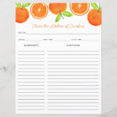 Oranges Citrus Fruit Recipe Card Binder Insert (Vorderseite)