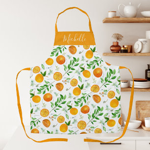 Oranges Citrus Sommer Blumen Botanisches Muster Schürze