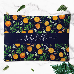 Oranges Citrus Sommer Blumen Botanisches Muster Zubehörtasche
