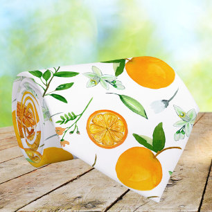 Oranges Citrus Sommer Floral Botanisches Muster Krawatte
