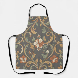 Oranges Creme Blumen Damast Muster Ornamentales Sc Schürze