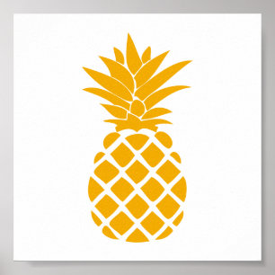 Oranges Dekoratives Ananas-Form Poster