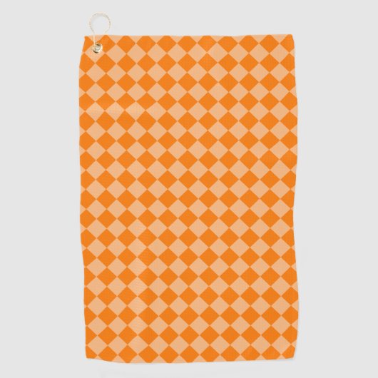 Oranges Diamantmuster mit Schachbrettmuster Golfhandtuch (Vorderseite)