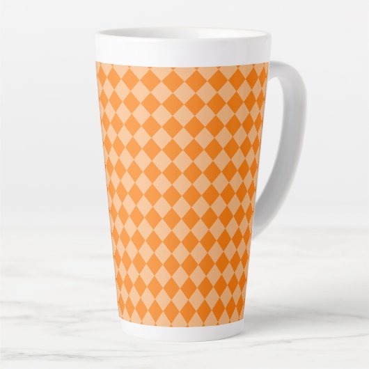 Oranges Diamantmuster mit Schachbrettmuster Milchtasse (Rechte Ecke)