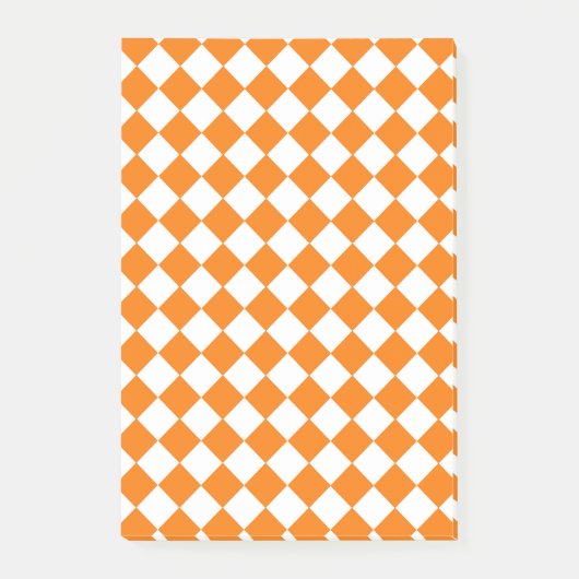 Oranges Diamantmuster mit Schachbrettmuster Post-it Klebezettel (Vorderseite)