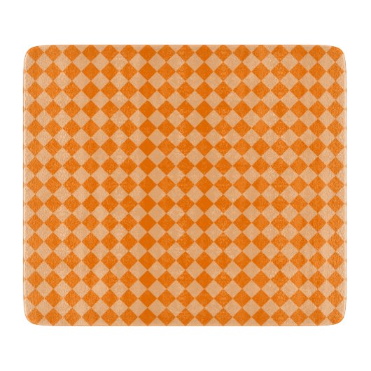 Oranges Diamantmuster mit Schachbrettmuster Schneidebrett (Vorderseite)