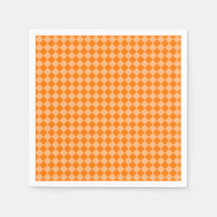Oranges Diamantmuster mit Schachbrettmuster Serviette