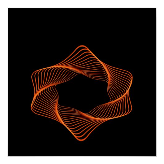 Oranges Drahtrahmen-Torus-Objekt Poster (Vorderseite)