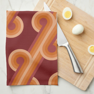Oranges dunkles Maroon-Rot Retro-Kreise Kunstmuste Geschirrtuch