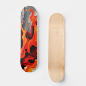 Oranges Feuer Flammen-Farbspritzer Abstrakte Kunst Skateboard (Vorderseite)
