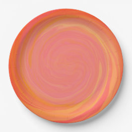 Oranges Feuer-Marmorierung Pappteller