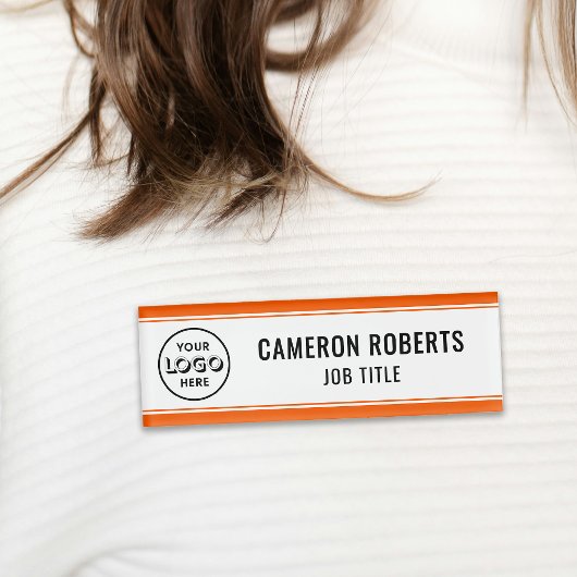 Oranges Firmenlogo Mitarbeiter Namenschild
