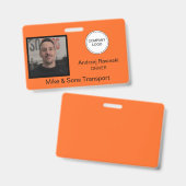 Oranges Firmenlogo und Mitarbeiterfoto Ausweis (Vorder- & Rückseite)