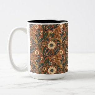 Oranges Florales Ästhetik Zweifarbige Tasse