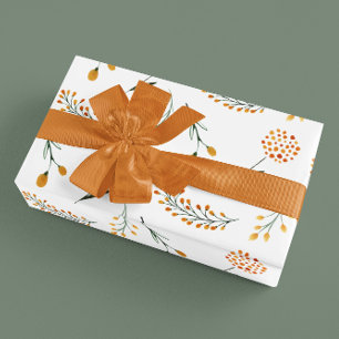 Oranges Florales Einwickelpapier Flachblatt-Set au Geschenkpapier Set