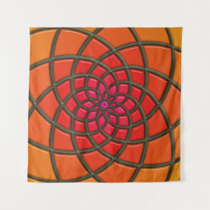 Oranges florales geometrisches Muster Wandteppich