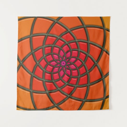 Oranges florales geometrisches Muster Wandteppich (Vorderseite)