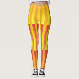 Oranges Gelb gestreiftes Muster Leggings