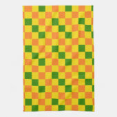 Oranges Gelb Grün Kariertes Musterdesign Geschirrtuch (Vertikal)