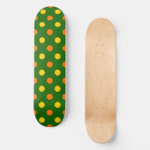 Oranges Gelb Grün Polka Punkte Design Skateboard (Vorderseite)