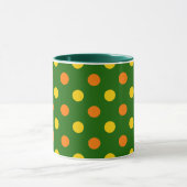 Oranges Gelb Grün Polka Punkte Design Tasse (Zentrum)