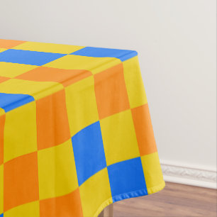 Oranges Gelbes Blaues Kariertes Musterdesign Tischdecke