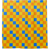 Oranges Gelbes Blaues Karomuster Design  Duschvorhang (Vorderseite)