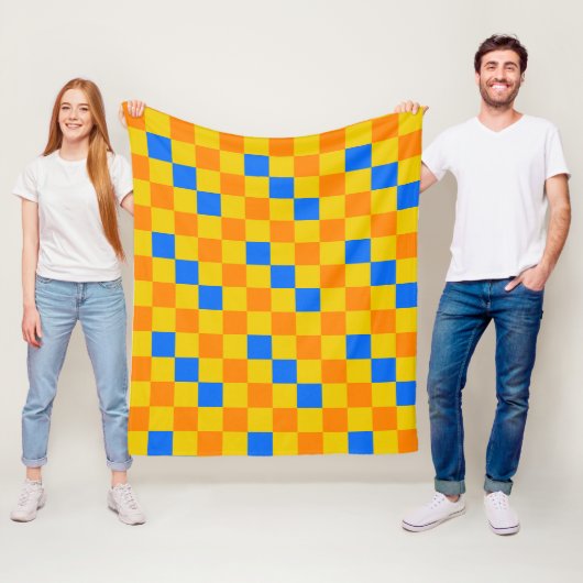 Oranges Gelbes Blaues Karomuster-Design  Fleecedecke (Beispiel)