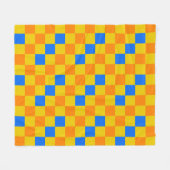 Oranges Gelbes Blaues Karomuster-Design  Fleecedecke (Vorderseite (Horizontal))
