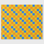 Oranges Gelbes Blaues Karomuster-Design  Geschenkpapier (Flach)