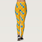 Oranges Gelbes Blaues Karomuster-Design Leggings (Rückseite)