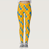 Oranges Gelbes Blaues Karomuster-Design Leggings (Vorderseite)